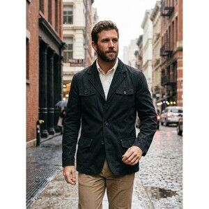 555 Triple 5 Soul NYC Essentials Black Utility Blazer Chore Jacket Men 42-44 (L)